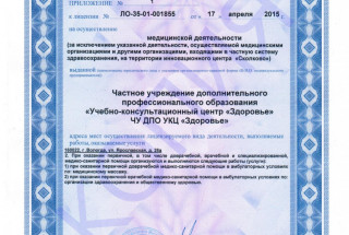 Приложение к медицинской лицензии